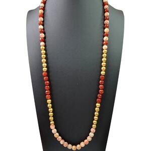 Artisan Red Jasper & Carnelian Beaded Necklace 28-35"